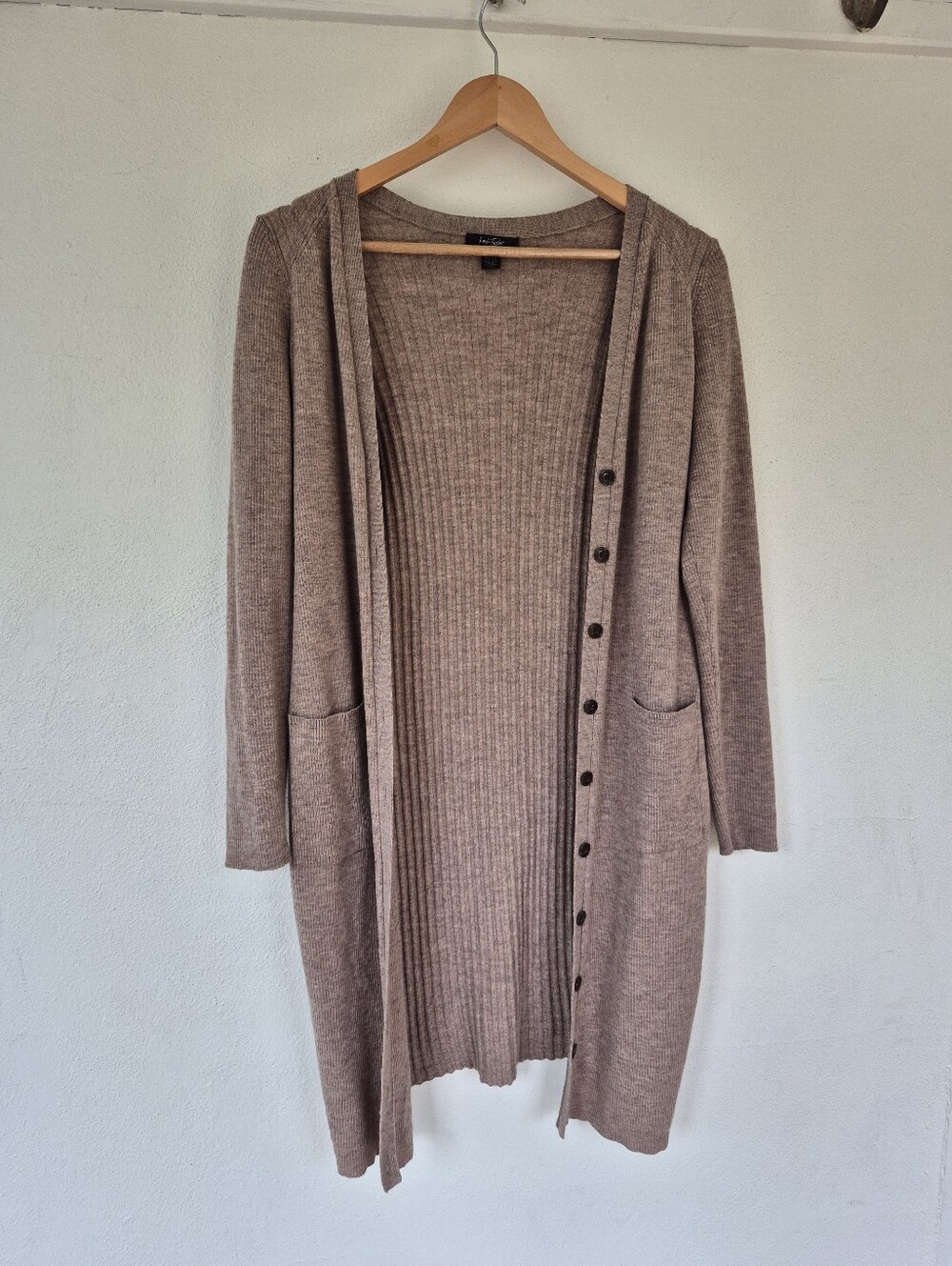 100% Merino Wool Long Cardigan By Lord & Taylor Large